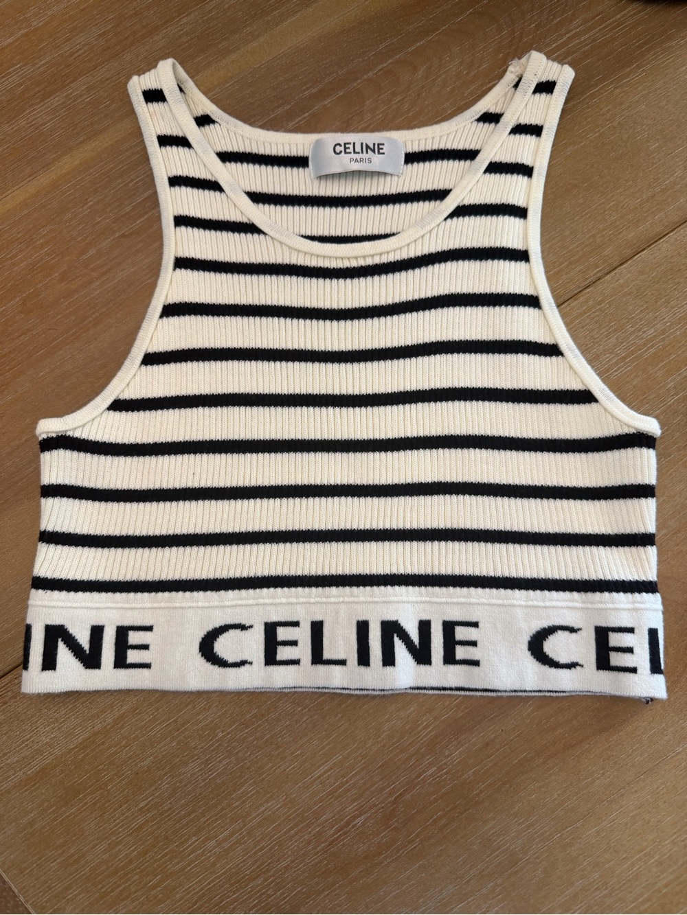 Celine Black and White Striped Cropped Tank